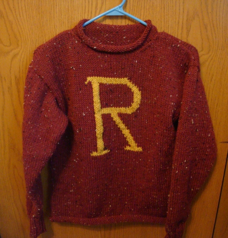 Custom hand knit Weasley Sweater image 1