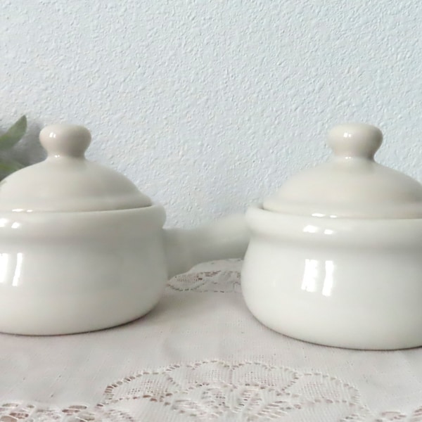 Set of Two French Onion Soup Crock Individual Casserole Baking