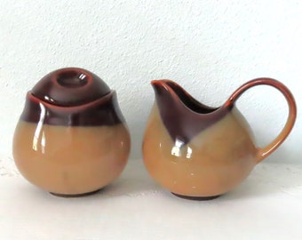 Sango Nova Brown Cream & Sugar Set - Kitchen Ware - Pottery