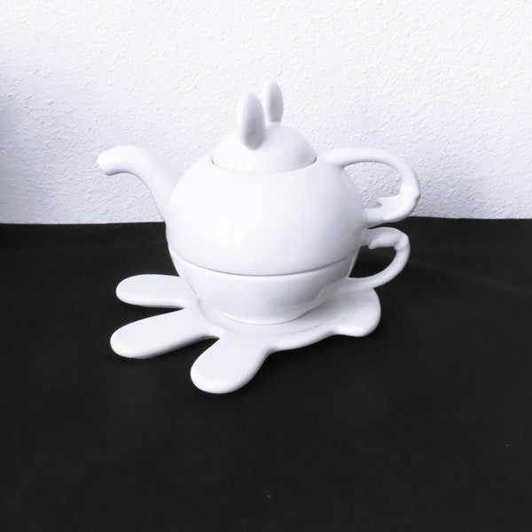 Cute Disney Mickey Mouse White Tea For One and Hand/Glove Shaped Underplate - Tea - Coffee - Cocoa