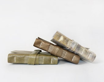 A7 Mini Journal - leer dik blanco of gevoerd handgebonden zaknotitieboek - 4 x 3 rustiek