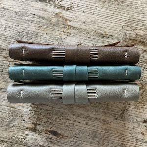 6x4 Leather Journal, 80 page Handbound A6 Soft Wrap Cover, Leatherbound Book, Custom colours and blank or lined pages