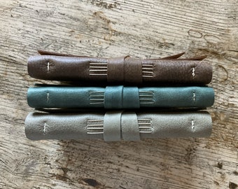 6x4 Leather Journal, 80 page Handbound A6 Soft Wrap Cover, Leatherbound Book, Custom colours and blank or lined pages