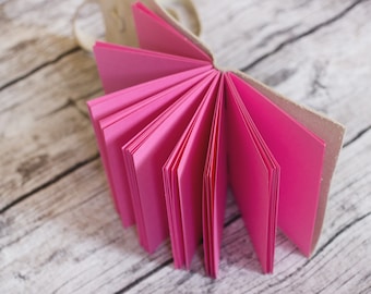 Bubblegum Pink Pages - Leather Wrap Journal - Handbound Leather Blank Book - 6 x 4 - Custom - Colour - A6