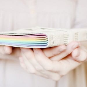 Rainbow Leather Wrap Journal Handbound Leather Blank or lined Book 6 x 4 Custom Pastel Multi Colour Pages A6 image 1