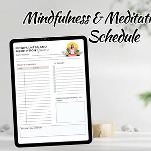 Bearbeitbarer Achtsamkeits- und Meditationsplan, A4-Herunterladbares PDF zur Verbesserung Ihrer Routine, Selbstpflegegeschenk, Perfektes Wellnessgeschenk