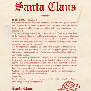 Carta de Papá Noel a un nuevo hermano mayor