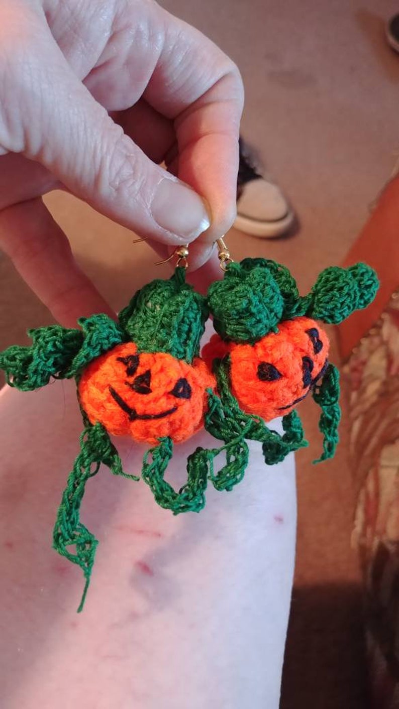 Halloween earrings Tunisian crochet earrings holiday jewelry, Ladies jewelry Pumpkin Earrings Handcrocheted earrings Ladies accessories