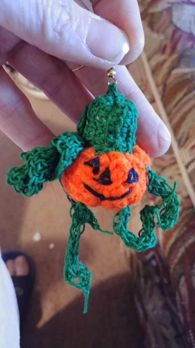 Halloween earrings Tunisian crochet earrings holiday jewelry, Ladies jewelry Pumpkin Earrings Handcrocheted earrings Ladies accessories