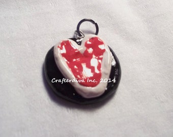 Heart Charm, Heart Clay Charm, Polymer Clay Charm, Red Heart Charm,
