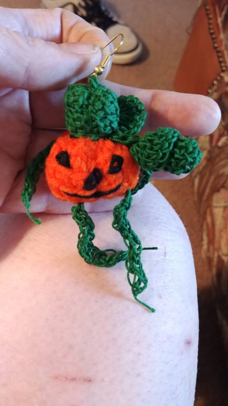 Halloween earrings Tunisian crochet earrings holiday jewelry, Ladies jewelry Pumpkin Earrings Handcrocheted earrings Ladies accessories