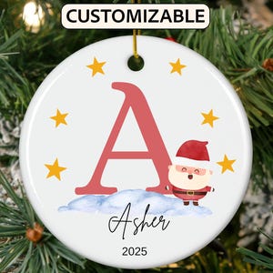 Custom Letter Name Ornament, 2025 Family Ornament, Custom Initial Ornament, Personalized Ornament Name, Family Christmas Ornament, Santa