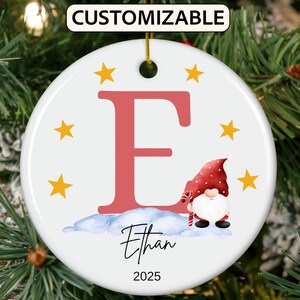 Custom Letter Name Ornament, 2025 Family Ornament, Custom Initial Ornament, Personalized Ornament Name, Family Christmas Ornament, Gnome