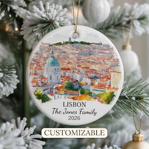 Personalized Lisbon Christmas Ornament, Lisbon Travel Souvenir Ornament, Personalized Lisbon Christmas Ornament, Portugal Gift Ornament