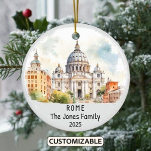 Custom Rome Christmas Ornament, Personalized Italy Travel Gift, Holiday Keepsake, Family Vacation Souvenir, Traveler Gift, Custom Couple