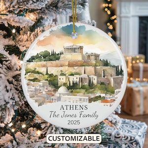 Personalized Athens Christmas Ornament, Athens Travel Souvenir Ornament, Personalized Athens Christmas Ornament, Greece Gift Ornament