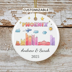 Phoenix Christmas Ornament, Personalized Arizona Travel Gift, Holiday Keepsake, Family Vacation Souvenir, Traveler Gift, Couple Gift