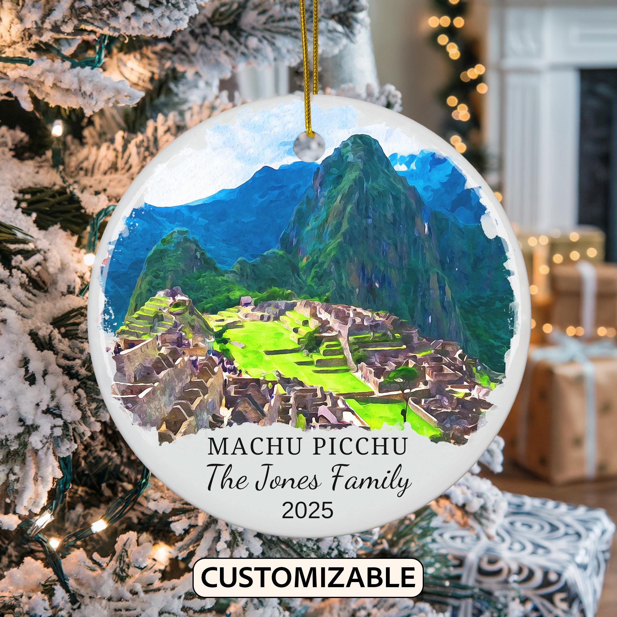 Personalized Machu Picchu Christmas Ornament, Machu Picchu Travel Souvenir Ornament, Personalized Peru Christmas Ornament, Peru Gift