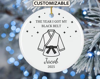 Personalized Karate Ornament, Custom Martial Art Gift, Taekwondo Belt Ornament, Black Belt Sports Gift, Karate Boy Gift, Taekwondo Girl Gift