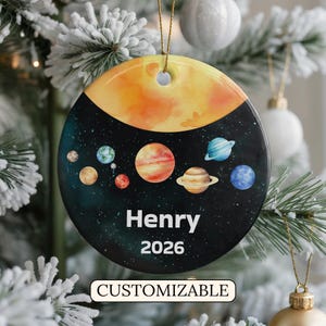 Personalized Solar System Ornament, Space Ornament, Planets Ornament, Galaxy Christmas Ornament, Boy Gift Unique, Gift for Grandson, Kids