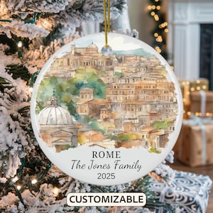 Personalized Rome Christmas Ornament, Rome Travel Souvenir Ornament, Personalized Rome Christmas Ornament, Italy Gift Ornament Italy Custom