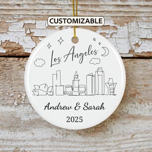 Los Angeles Christmas Ornament, Personalized California Travel Gift, Holiday Keepsake, Family Vacation Souvenir, Traveler Gift, Couple Gift