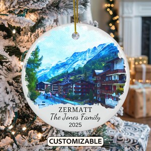 Custom Zermatt Christmas Ornament, Personalized Switzerland Travel Gift, Holiday Keepsake, Family Vacation Souvenir, Traveler Gift, Couple