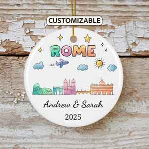 Rome Skyline Christmas Ornament, Personalized Italy Travel Gift, Holiday Keepsake, Family Vacation Souvenir, Traveler Gift, Couple Gift