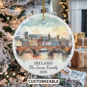 Ireland Christmas Ornament, Ireland Travel Souvenir Ornament, Personalized Ireland Christmas Ornament, Couple Gift, Married Gift, Engagement