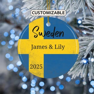 Sweden Flag Ornament, Personalized Sweden Ornament, Custom Sweden Flag Ornament, Travel Souvenir Sweden Ornament, Sweden Gift, Couple