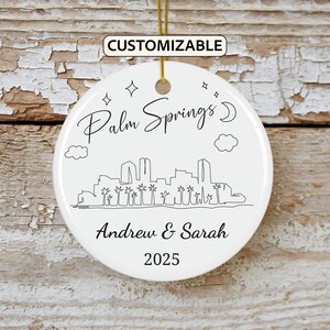 Palm Springs Christmas Ornament, Personalized California Travel Gift, Holiday Keepsake, Family Vacation Souvenir, Traveler Gift, Couple Gift