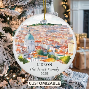 Personalized Lisbon Christmas Ornament, Lisbon Travel Souvenir Ornament, Personalized Lisbon Christmas Ornament, Portugal Gift Ornament