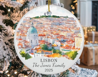 Personalized Lisbon Christmas Ornament, Lisbon Travel Souvenir Ornament, Personalized Lisbon Christmas Ornament, Portugal Gift Ornament