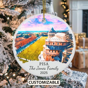 Personalized Pisa Christmas Ornament, Pisa Travel Souvenir Ornament, Personalized Pisa Christmas Ornament Italy Ornament Italy Gift Ornament