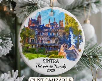 Custom Sintra Christmas Ornament, Personalized Portugal Travel Gift, Holiday Keepsake, Family Vacation Souvenir, Traveler Gift Custom Couple