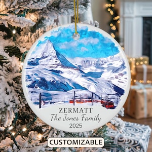 Custom Zermatt Christmas Ornament, Personalized Switzerland Travel Gift, Holiday Keepsake, Family Vacation Souvenir, Traveler Gift, Couple