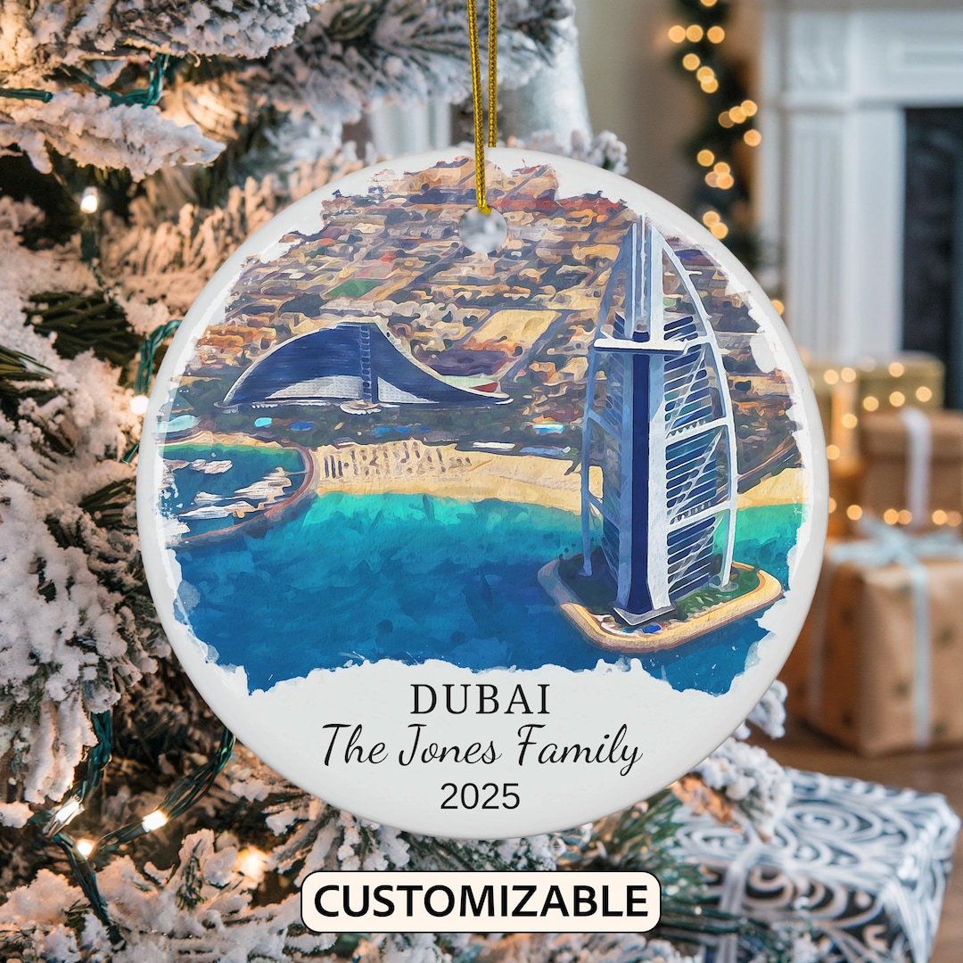 Personalized Dubai Christmas Ornament, Dubai Travel Souvenir Ornament ...