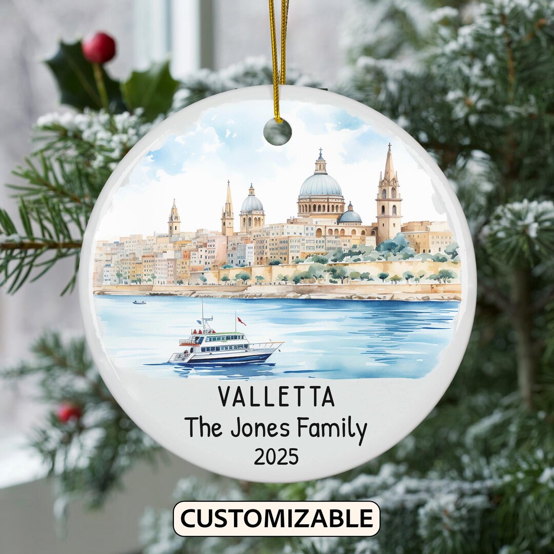 Custom Valletta Christmas Ornament, Personalized Malta Travel Gift ...