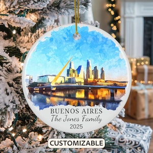 Buenos Aires Christmas Ornament, Personalized Argentina Travel Gift, Holiday Keepsake, Family Vacation Souvenir, Traveler Gift, Couple Gift