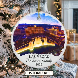 Adorno navideño personalizado de Las Vegas, adorno navideño personalizado de Nevada, Las Vegas personalizado, adorno de regalo de Nevada, regalo de compromiso