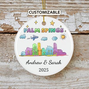 Palm Springs Christmas Ornament, Personalized California Travel Gift, Holiday Keepsake, Family Vacation Souvenir, Traveler Gift, Couple