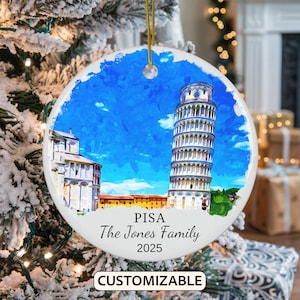 Personalized Pisa Christmas Ornament, Pisa Travel Souvenir Ornament, Personalized Pisa Christmas Ornament Italy Ornament Italy Gift Ornament