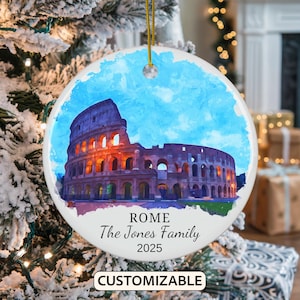 Custom Rome Christmas Ornament, Personalized Italy Travel Gift, Holiday Keepsake, Family Vacation Souvenir, Traveler Gift, Custom Couple