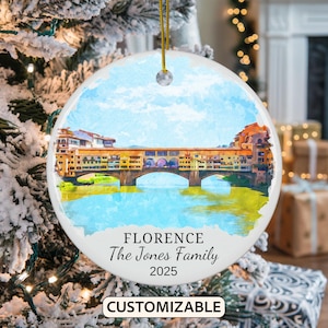 Personalized Florence Christmas Ornament, Florence Travel Souvenir Ornament, Personalized Italy Christmas Ornament, Italy Gift Ponte Vecchio
