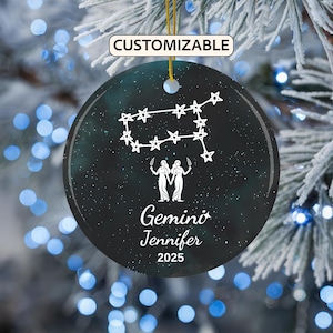 Zodiac Ornament, Personalized Christmas Zodiac Ornament, Constellation Ornament, Astrological Sign, Horoscope Ornament, Stargazing Gift