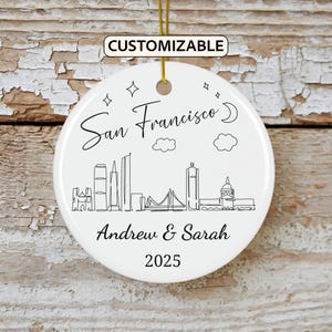 San Francisco Christmas Ornament, Personalized California Travel Gift, Holiday Keepsake, Family Vacation Souvenir, Traveler Gift Couple Gift