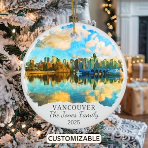 Personalized Vancouver Christmas Ornament, Personalized Canada Christmas Ornament, Custom Vancouver, Canada Gift Ornament, Couple Ornament