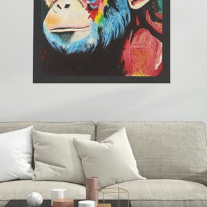 Chimpanzee Watercolor Print – Wildlife Animal Wall Art, Nursery Monkey Illustration, Jungle Home Decor