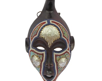 Kumu Mask – Geometrically Abstract Wood Wall Art – Kisangani Congo Tribal Art