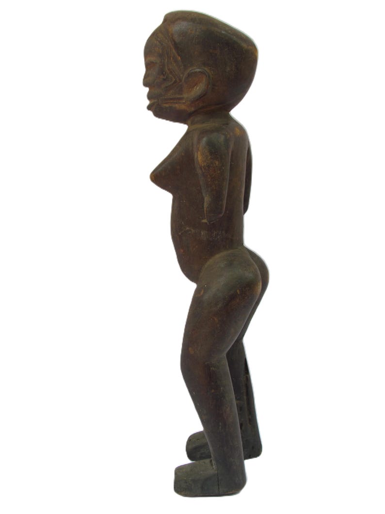 アンティーク マコンデ像 – 高さ18インチの手彫り木製彫刻 – タンザニアの母なる芸術 画像 6